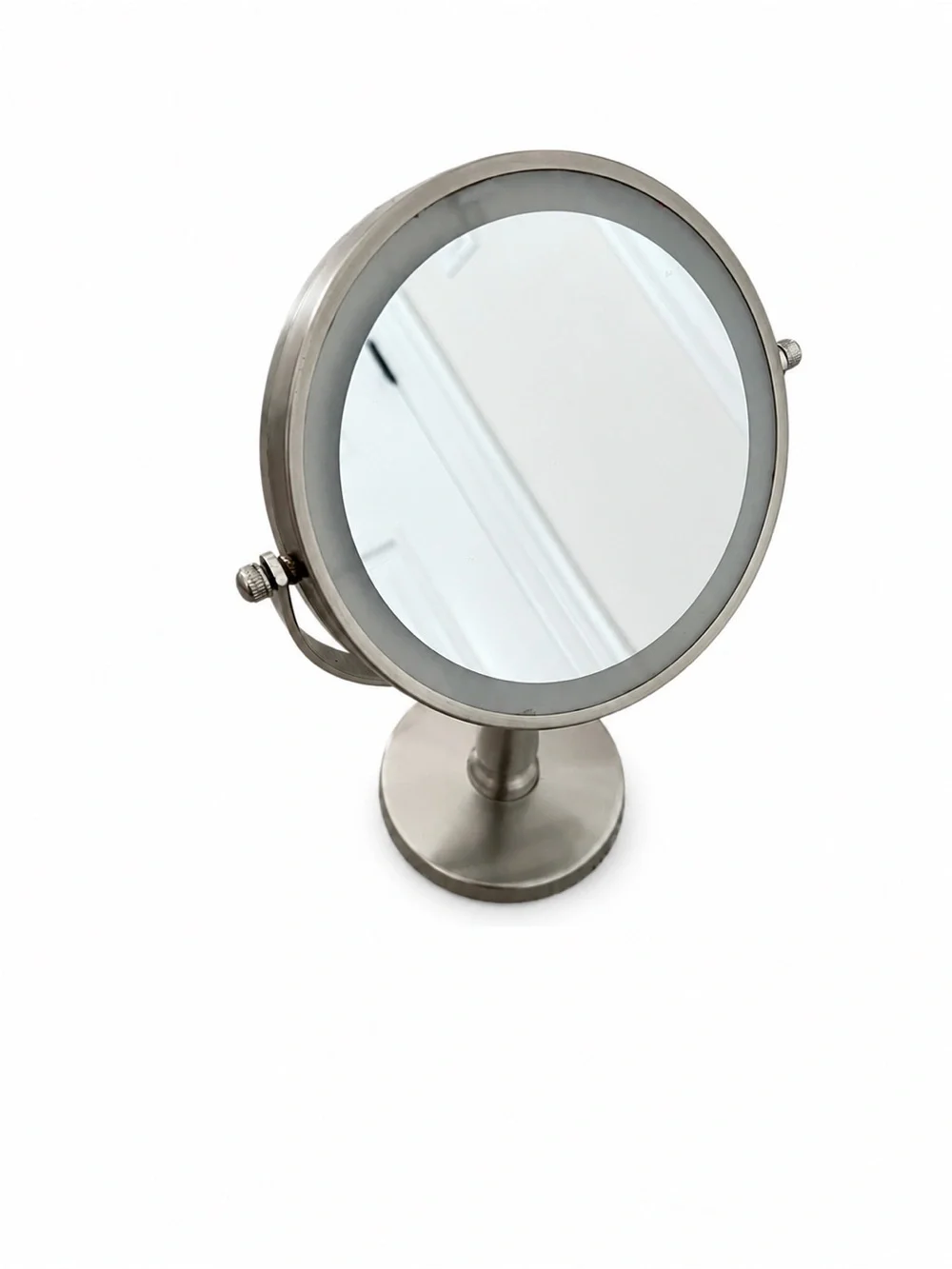Silver LED Lighted Vanity Mirror - Adjustable Home Bath Mirror